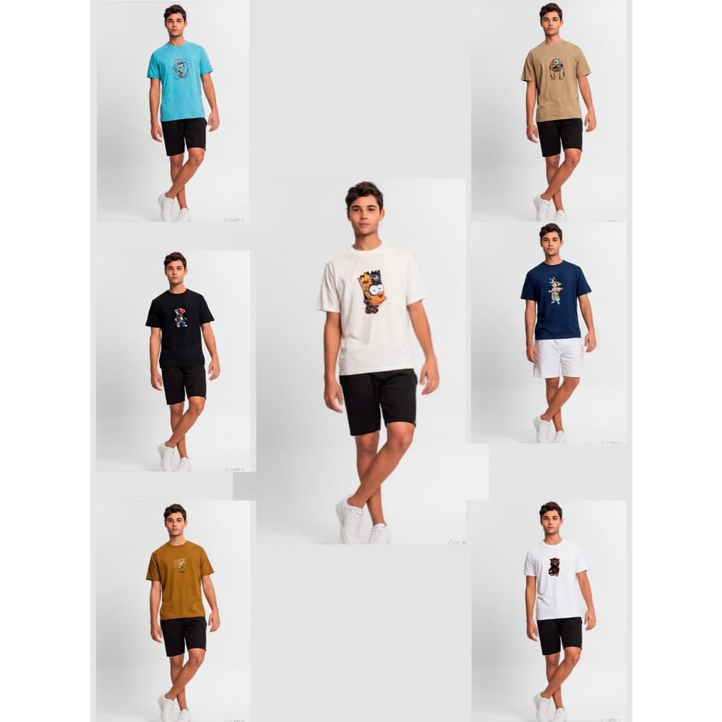 Kit 3 Camisetas Manga Curta Infantil Menino Básica em Algodão Tamanho 2 ao 16
