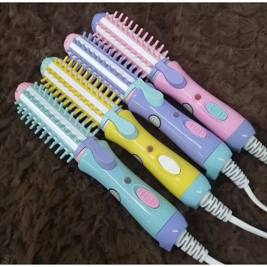 Mini Escova Modeladora Portátil Enrola Cabelo Alisadora Bivolt