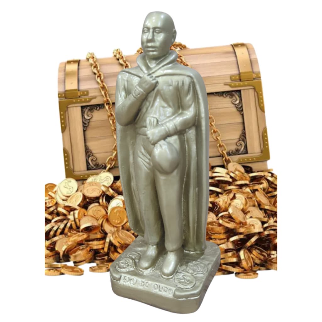 Imagem Tradicional  Exú do Ouro 20cm  Dourado Gesso