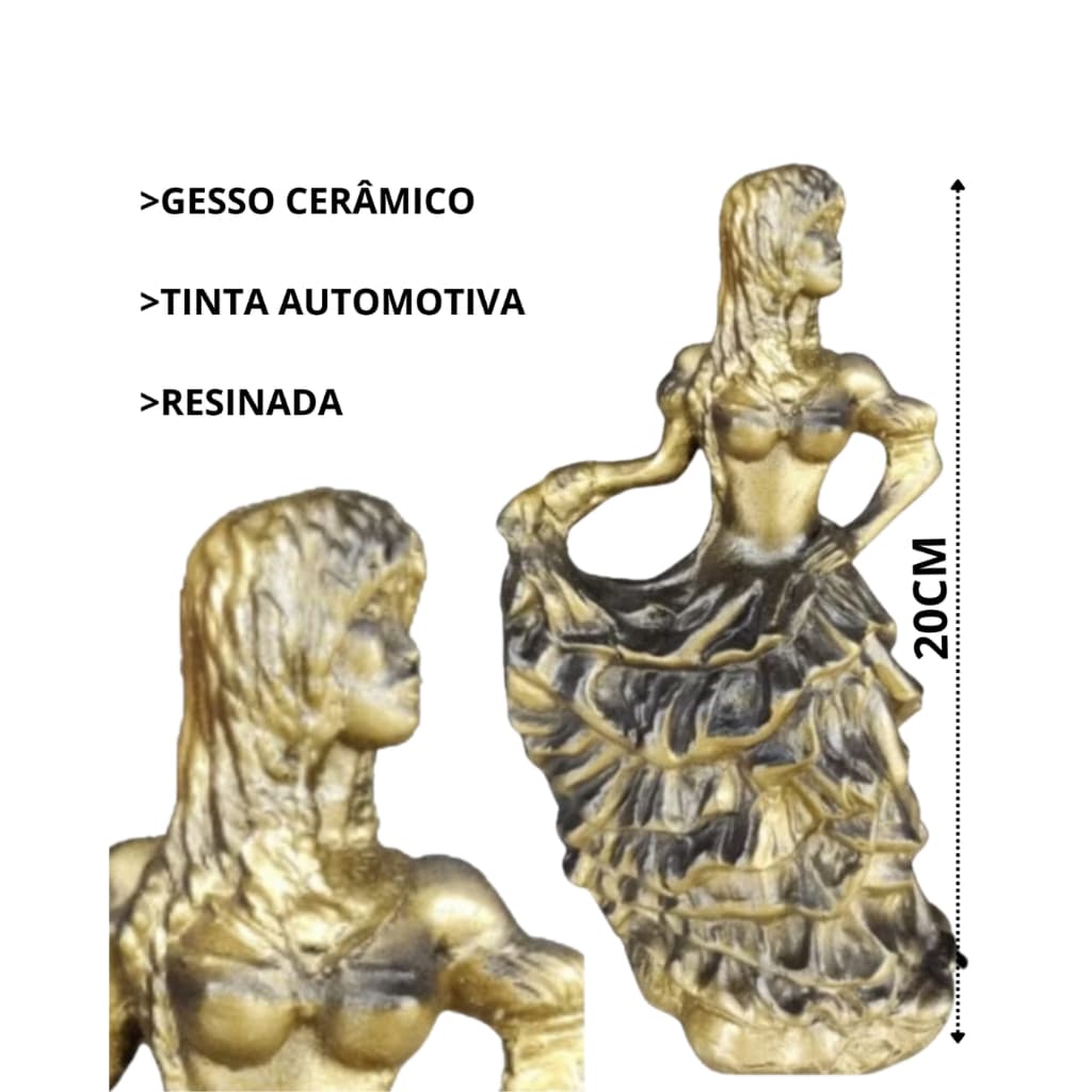 Imagem Pombagira Maria Padilha Luxo Ouro Velho Umbanda Candomble Gesso 25cm