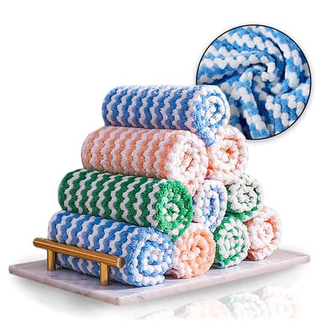 Pano Microfibra 25 X 25 CM Limpeza Casa Reutilizável KIT 30 panos listrado