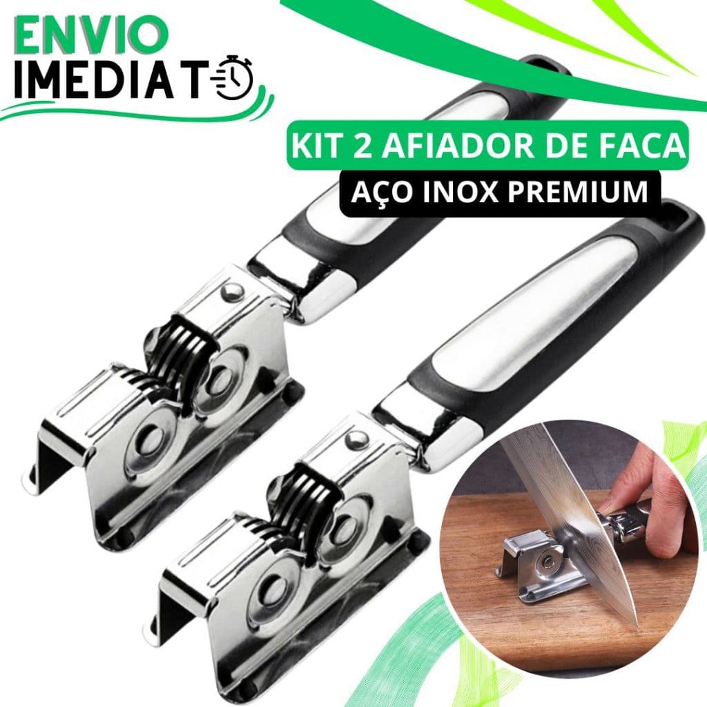 KIT 2 Afiador Amolador de Faca 3 Laminas Aço Inox Profissional Não Risca Ultra Resistente para Casa Restaurante Açougue