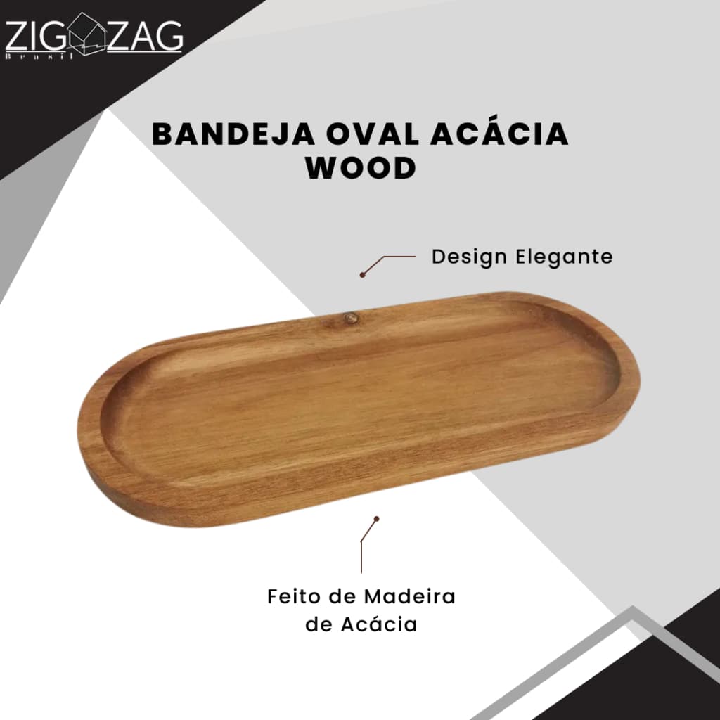 Bandeja Oval Acácia Wood - 40 x 20cm | Design Rústico, Ideal para Organizar e Decorar