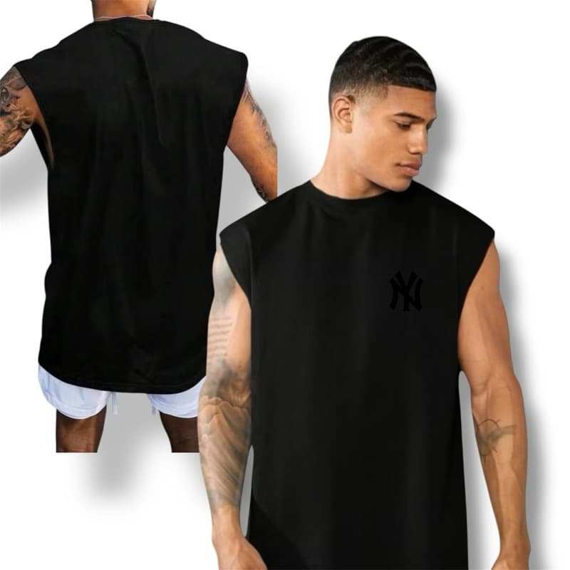 Regata Oversized Masculina Cavada Blusa Camiseta Camisa Básica Streetwear Maromba Treino Academia Verão Algodão 30.1