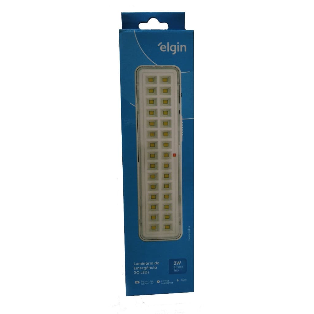 Luminária de Emergência Elgin 30 LEDS, 2W, Bateria de Lítio, BIVOLT