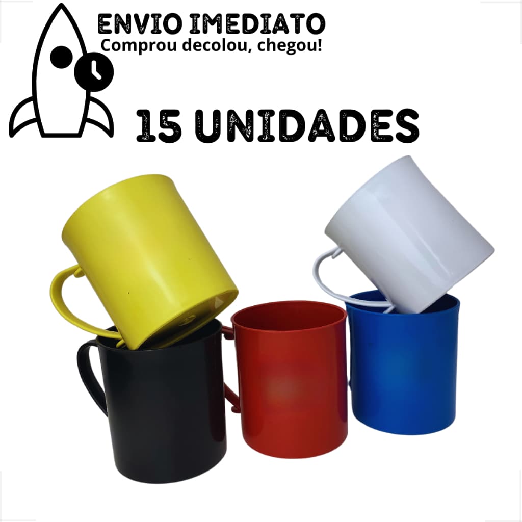 Kit 15  Canecas 400ml de Plástico P/ Festas Crianças Merenda Cantina Escola