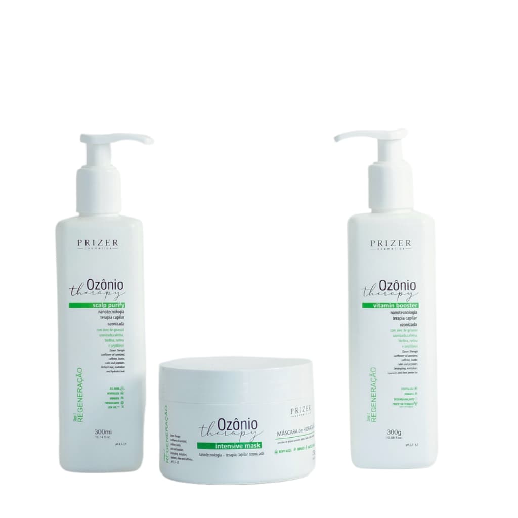 Ozônio Therapy Shampoo 300ml Máscara 300gr Leave in 300gr Prizer