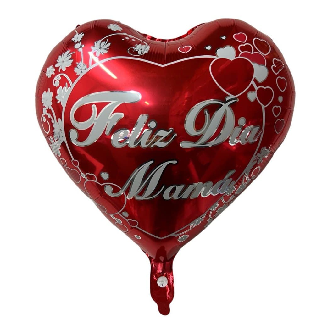 20 Balão Metalizado Coração Vermelho 45Cm Feliz Dia Mama 02