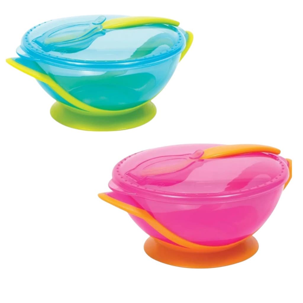 Kit Refeição Com Colher Rosa - Bowl Com Ventosa Buba