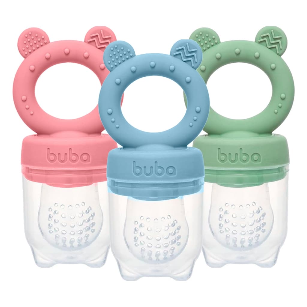 Porta-Frutinhas Ursinho Introdução Alimentar Mordedor em Silicone BPA Free Buba