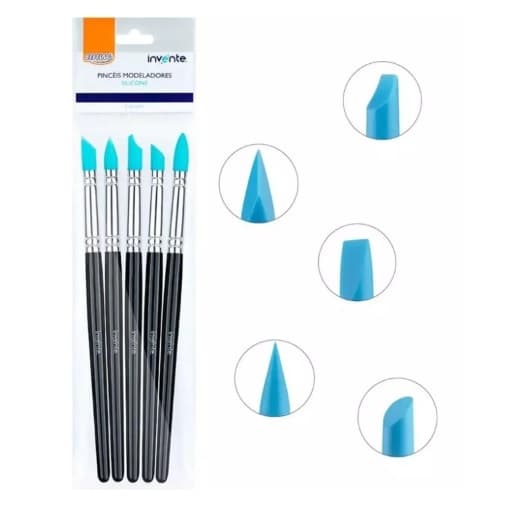 Pincel Modelador Silicone Escultura com 5 Unidades - BRW
