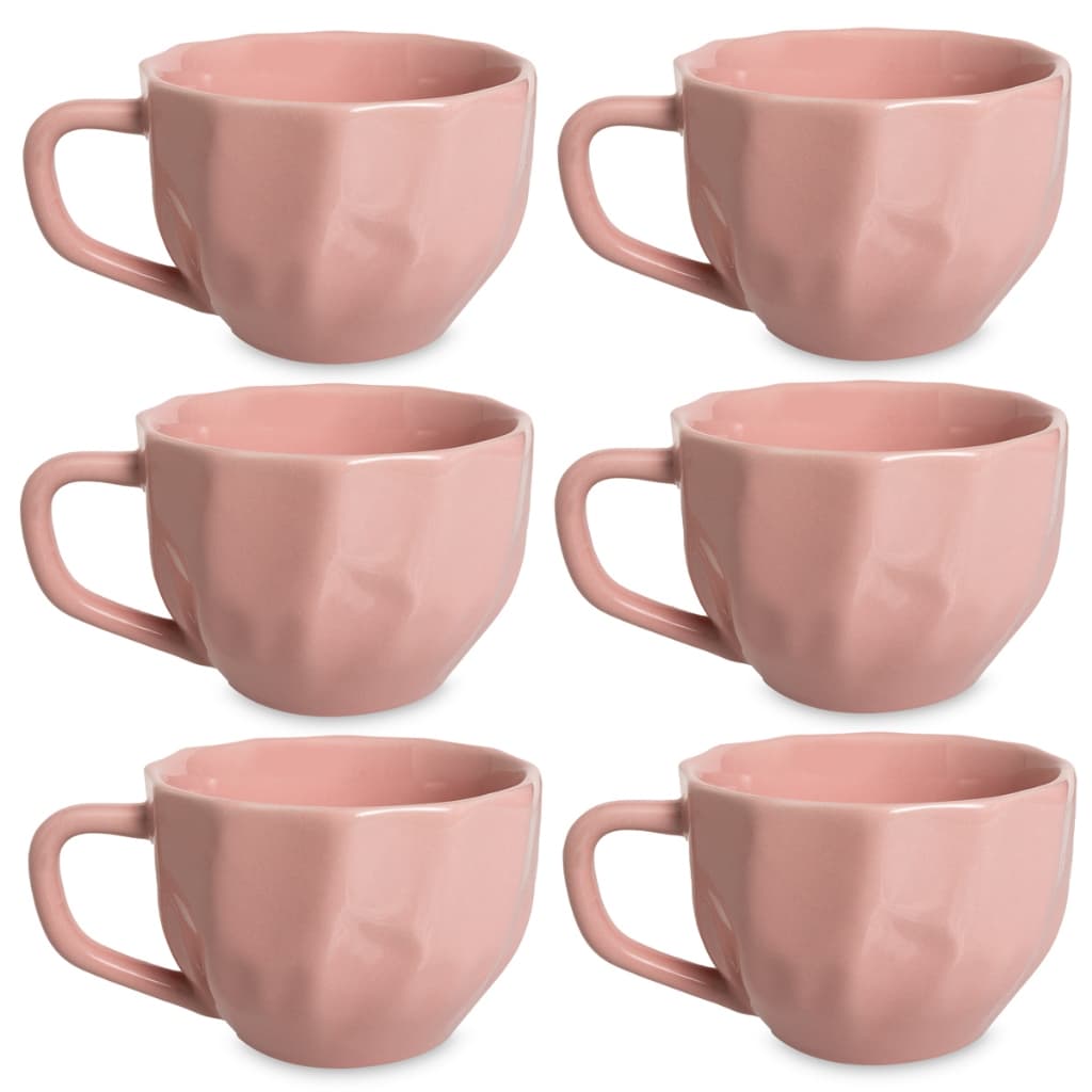 IMPERDÍVEL! Kit Atacado Com  6 Xícaras Prisma Rosa 200ml Café e Chá, Família e Amigos – Porcelana Premium!