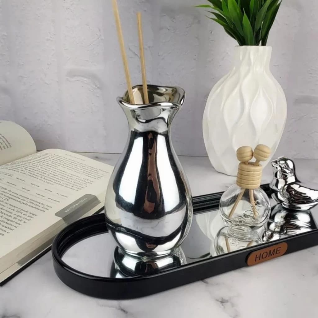 Bandeja Espelhada Multiuso Decorativa Banheiro Lavabo Decoração | 30x10 cm