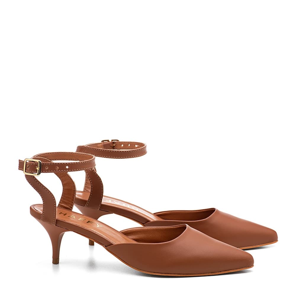 Sapato Slingaback Caramelo/ Marrom Dhaffy