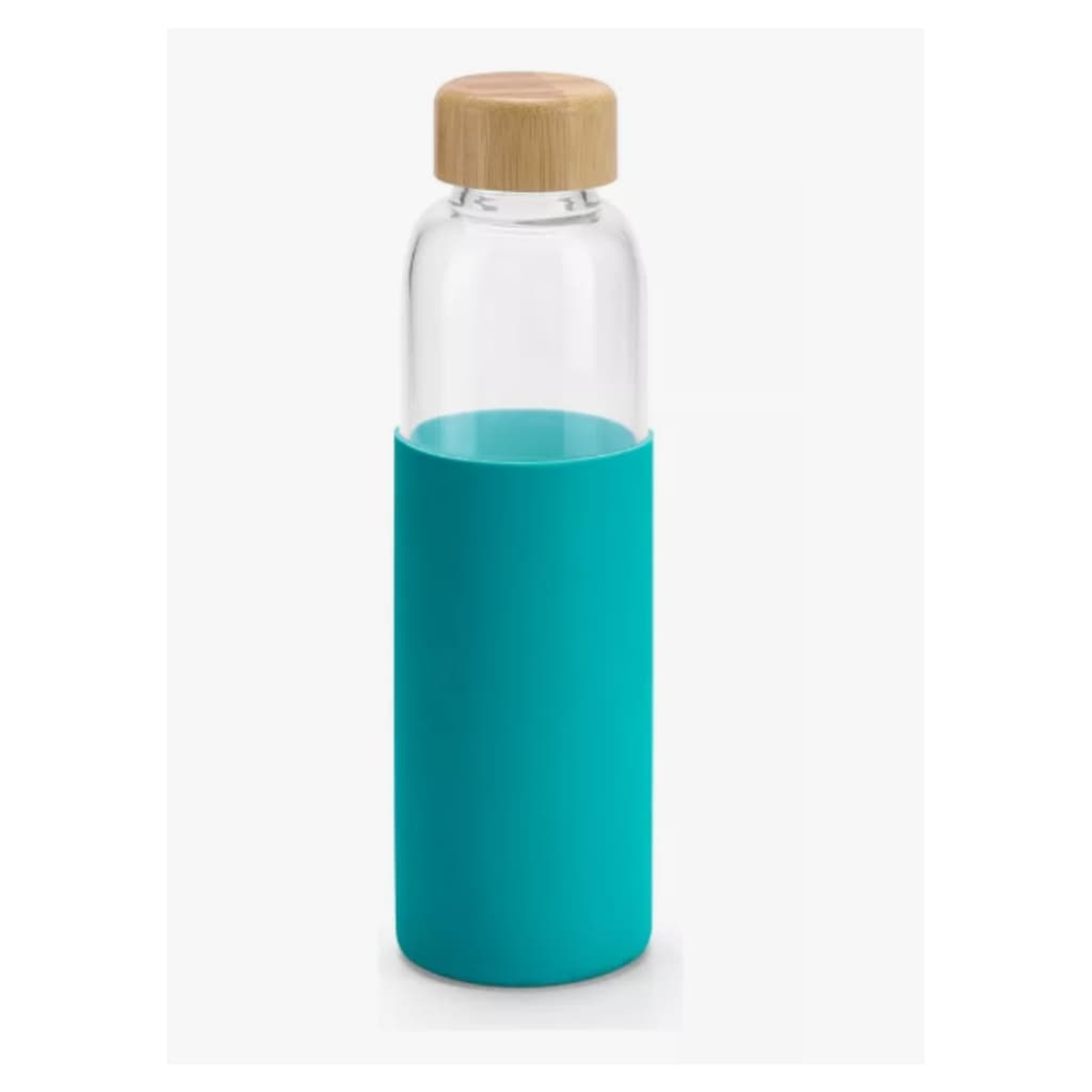 Garrafa Squeeze De Vidro Com Tampa Bambu Térmica 600ml