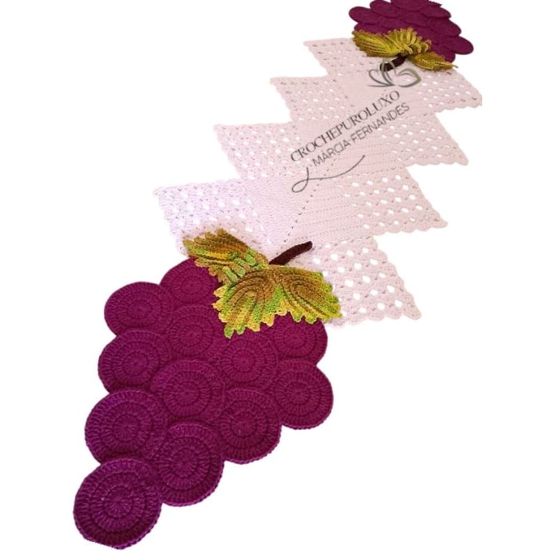 MEGA PROMOÇÃO trilho de mesa  em croche cachos de uvas 170m