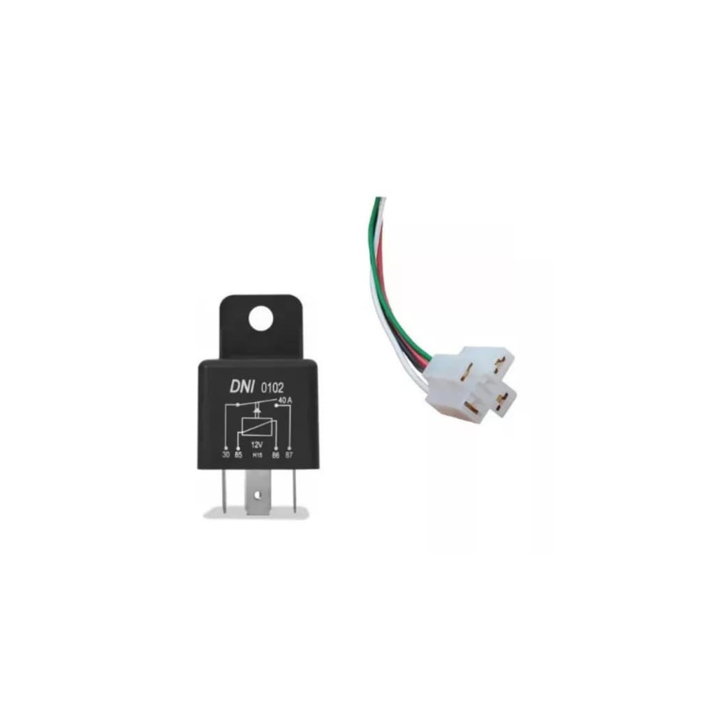 Relê Auxiliar Automotivo 4 Pinos Universal 12v 40a + Chicote