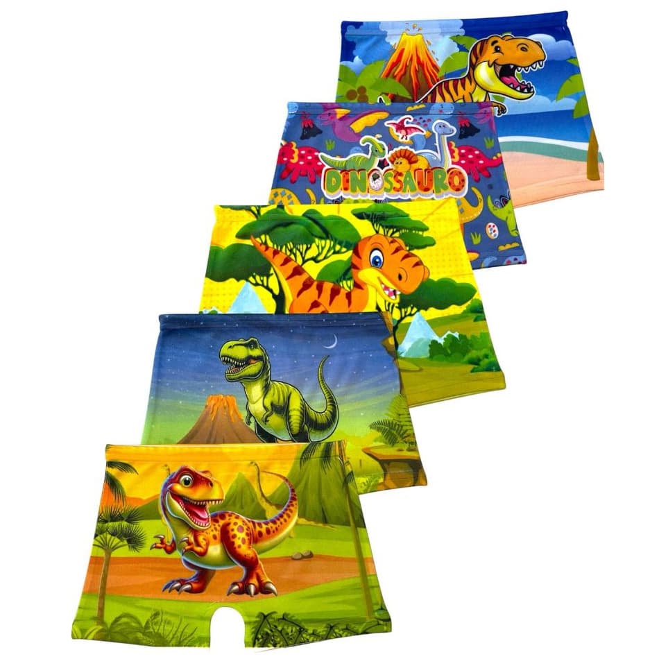 Kit Cueca Box Boxer Infantil Dinossauro Menino Criança Microfibra Masculino