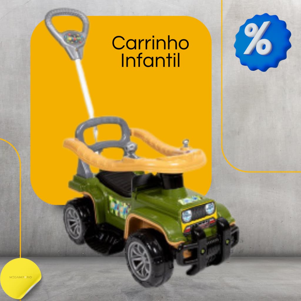 Carrinho de Passeio Infantil Menino Quadriciclo de Empurrar - Jip Jip Maral com Empurrador