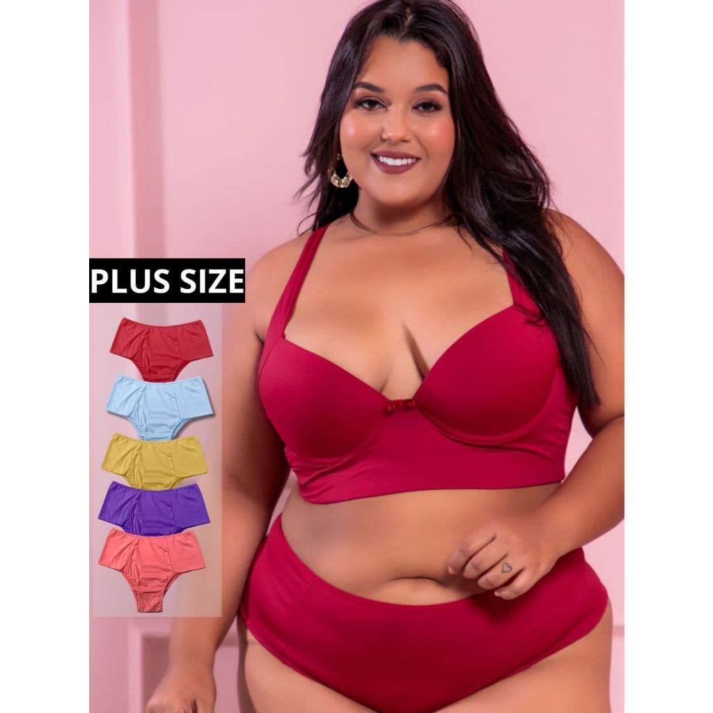Kit 5  calcinhas Plus size Grande Segura a barriga Pala dupla