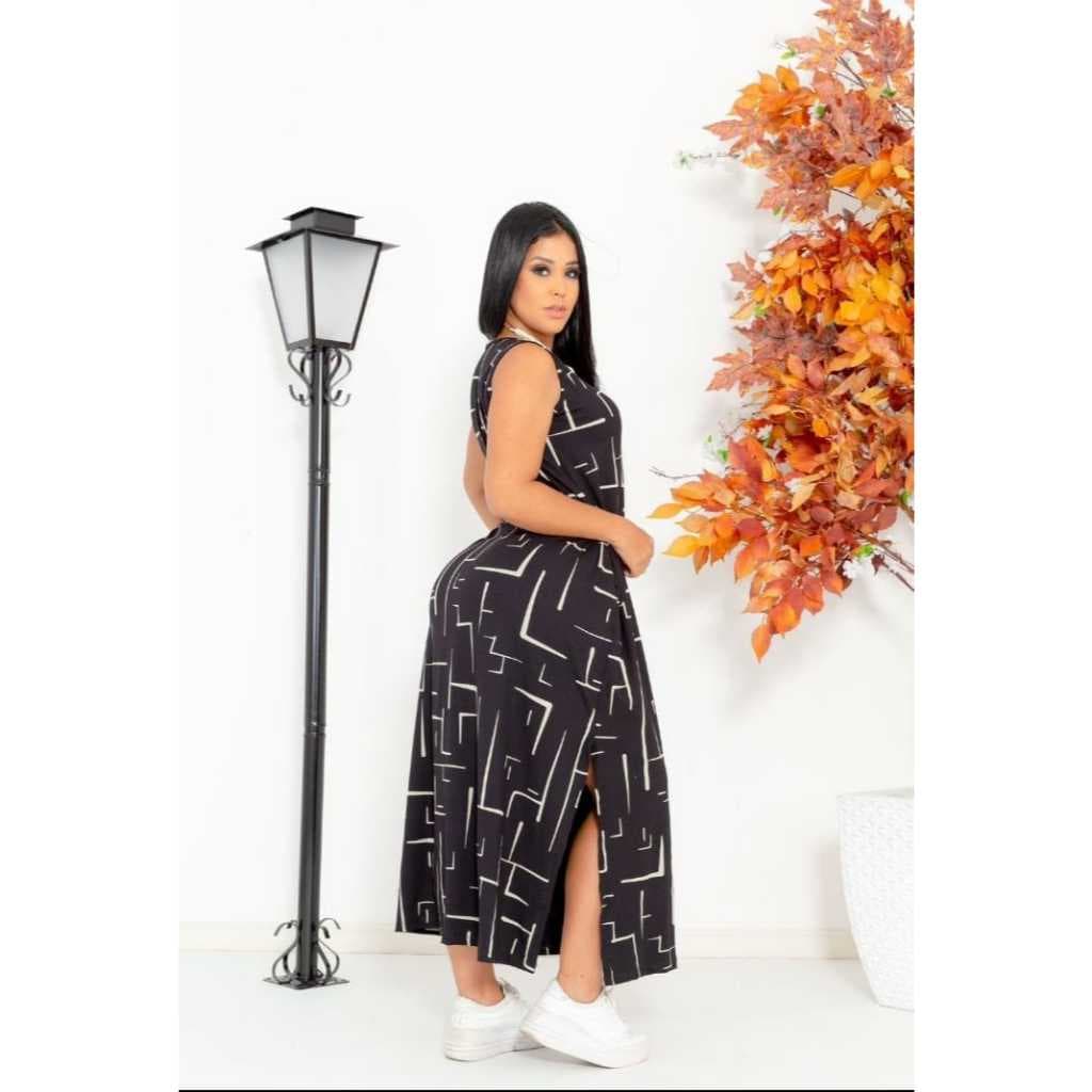 VESTIDO FRESQUINHO REGATÃO PLUS SIZE LONGO