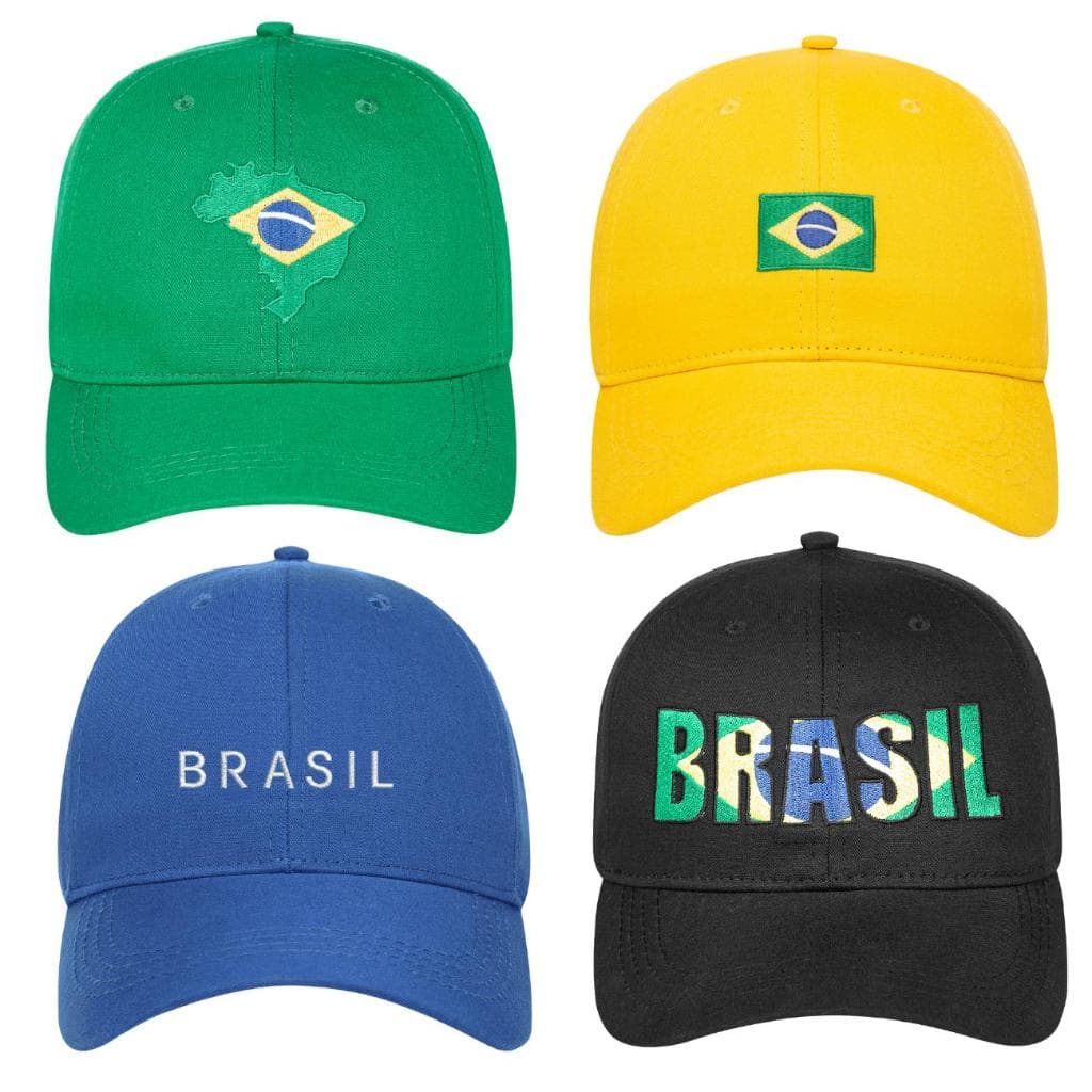 Boné Brasil Bandeira Seleção Básico Mapa Bordado Aba Curva