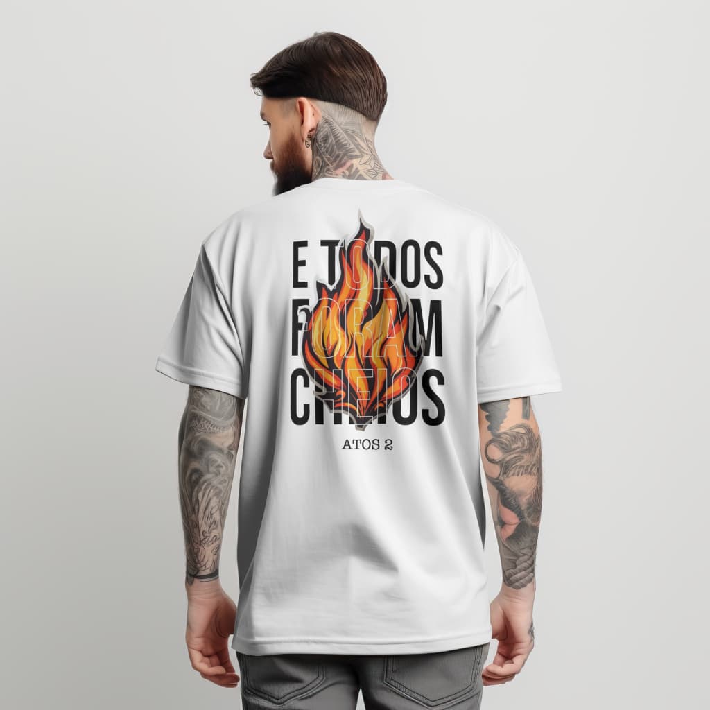 Camiseta Oversized Streetwear Masculina Unisex 100% Algodao  Jesus Cristã Cheios Espirito Santo