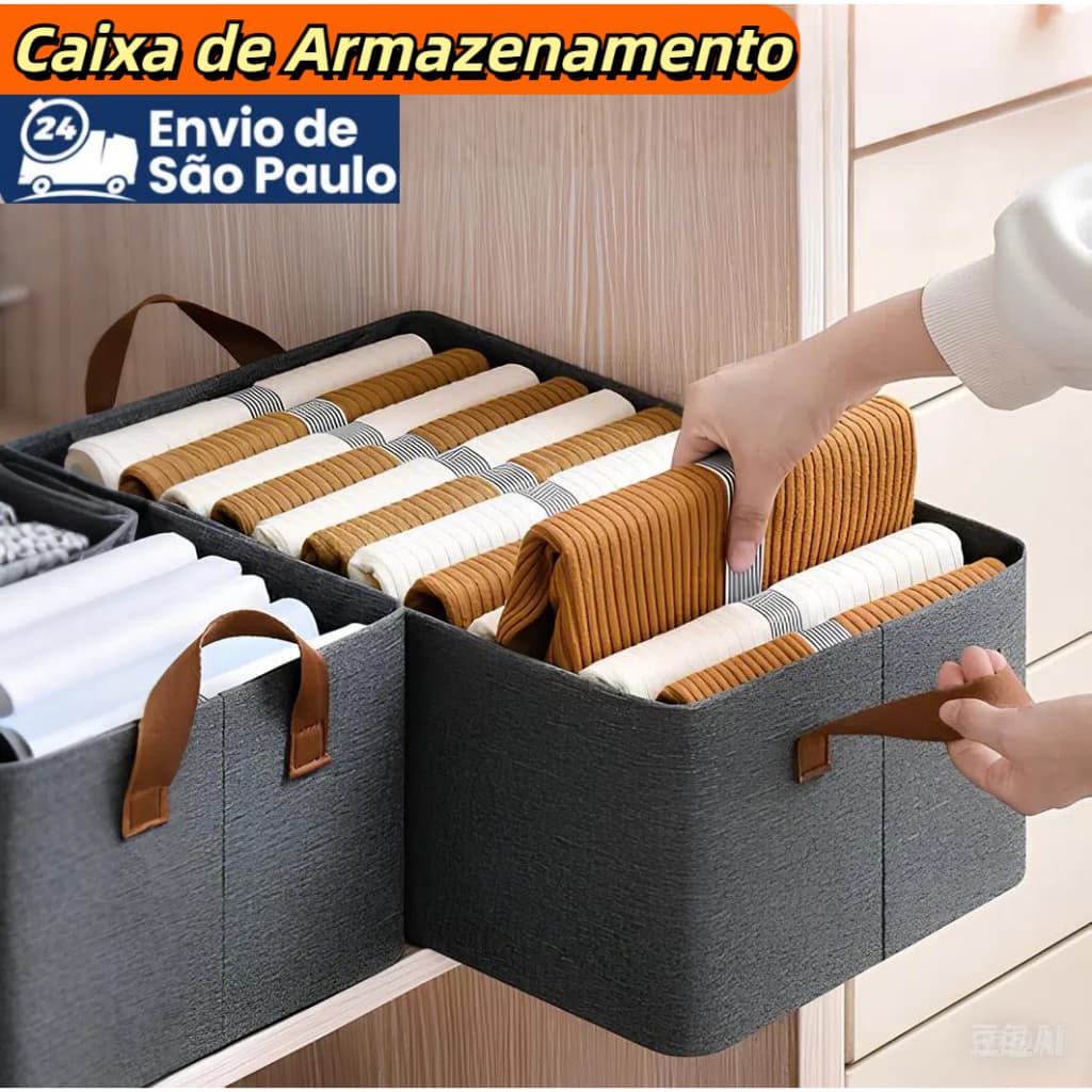 Caixa de Armazenamento para Organização de Guarda Roupas com Estrutura de Ferro Resistente Multiuso