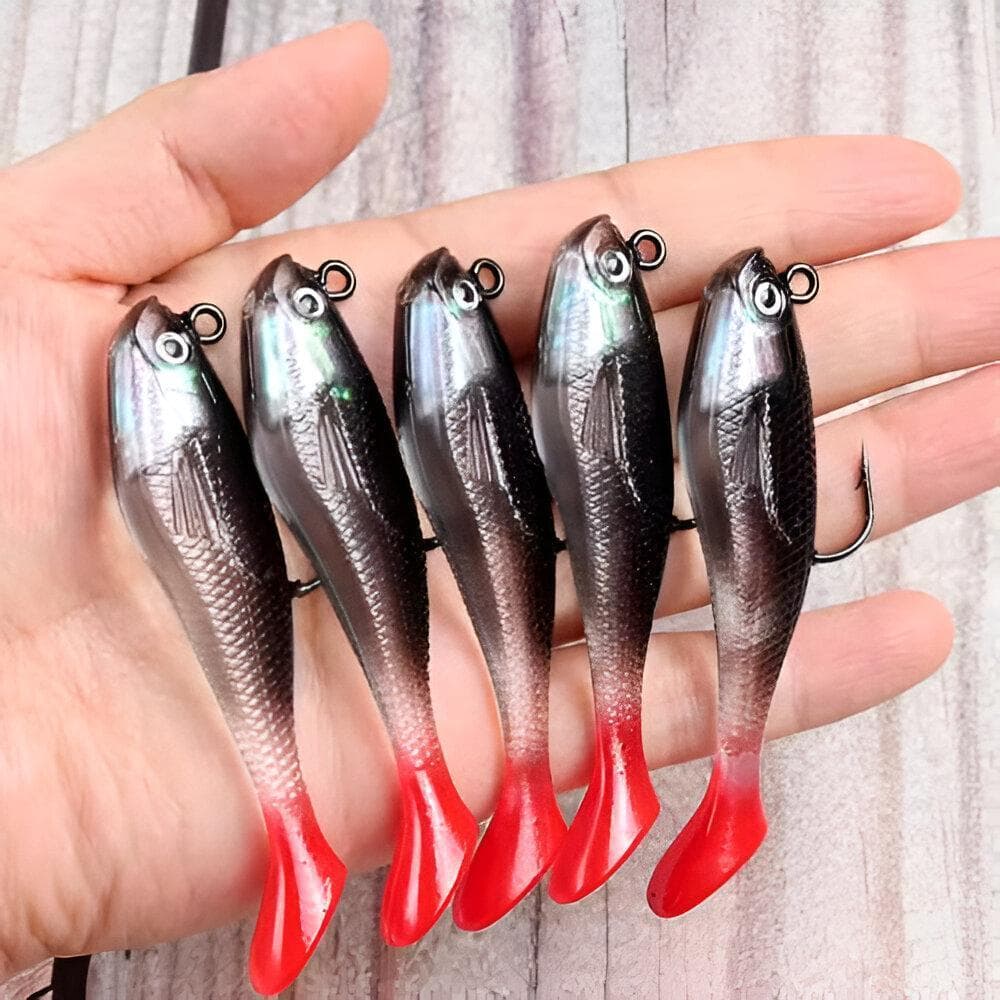 kit 5 Iscas Artificial de Silicone Macio para Pesca com gancho de chumbo