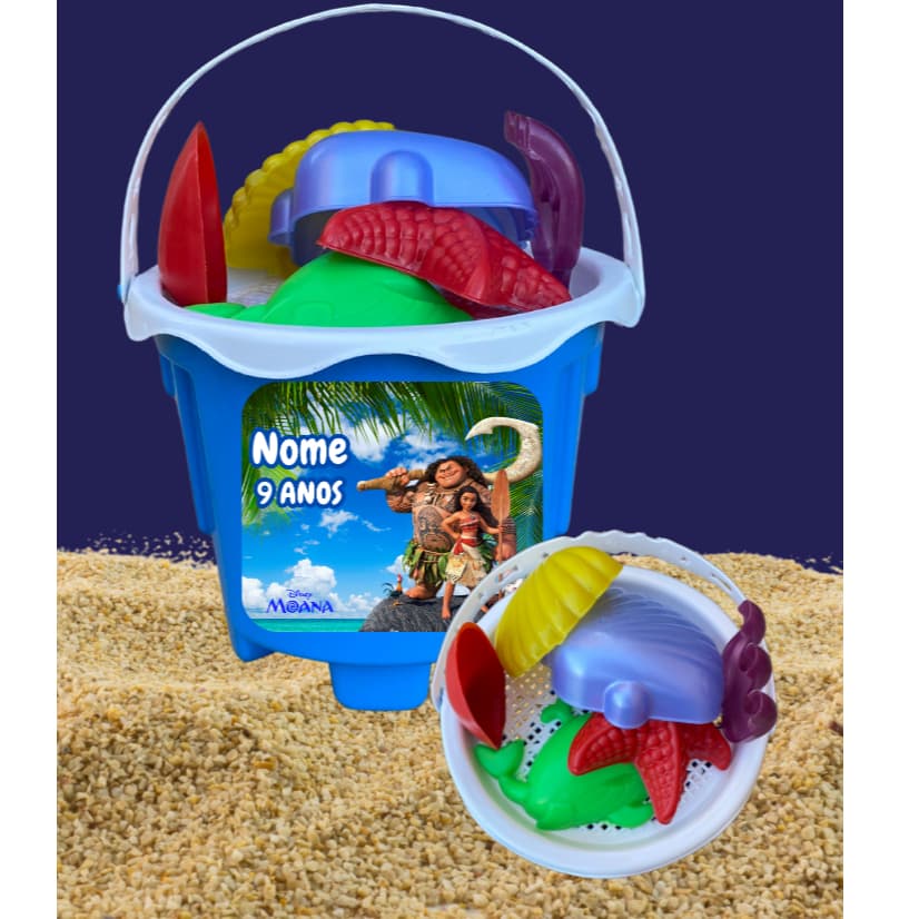 Kit Baldinho de Praia Moana Personalizado com o nome - Lembrançinha, Festas...