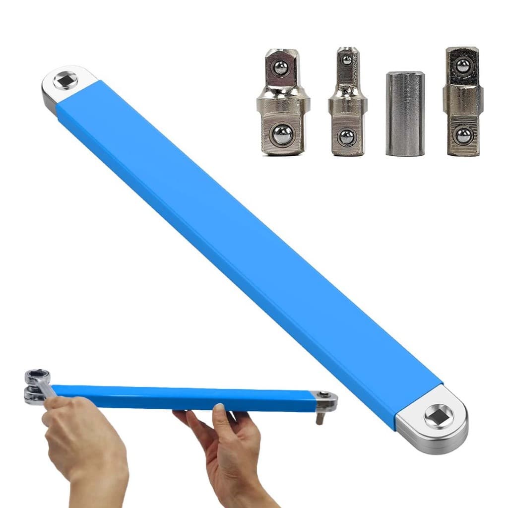 Conjunto de extensões de chave inglesa de 39 cm com adaptadores e extensor de chave de catraca com deslocamento