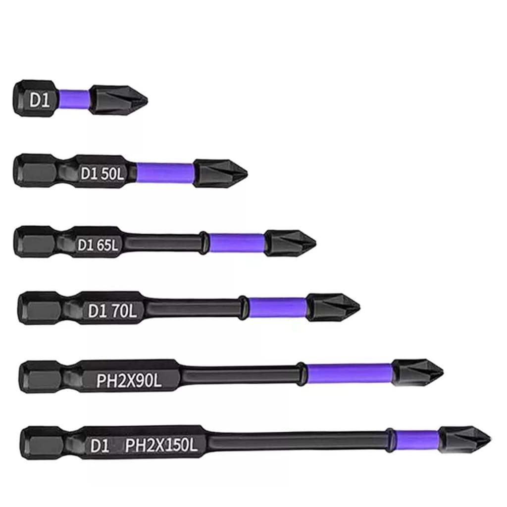 Conjunto de chaves de fenda de impacto hexagonais de aço de 1/4 de polegada com fenda cruzada antiderrapante