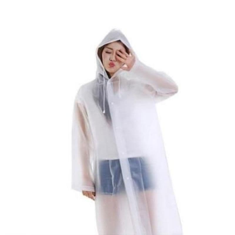 Capa De Chuva Transparente Reforçada PVC Moderno Branco Portátil Reutilizável A Prueba De Água Capa  Para Exterior