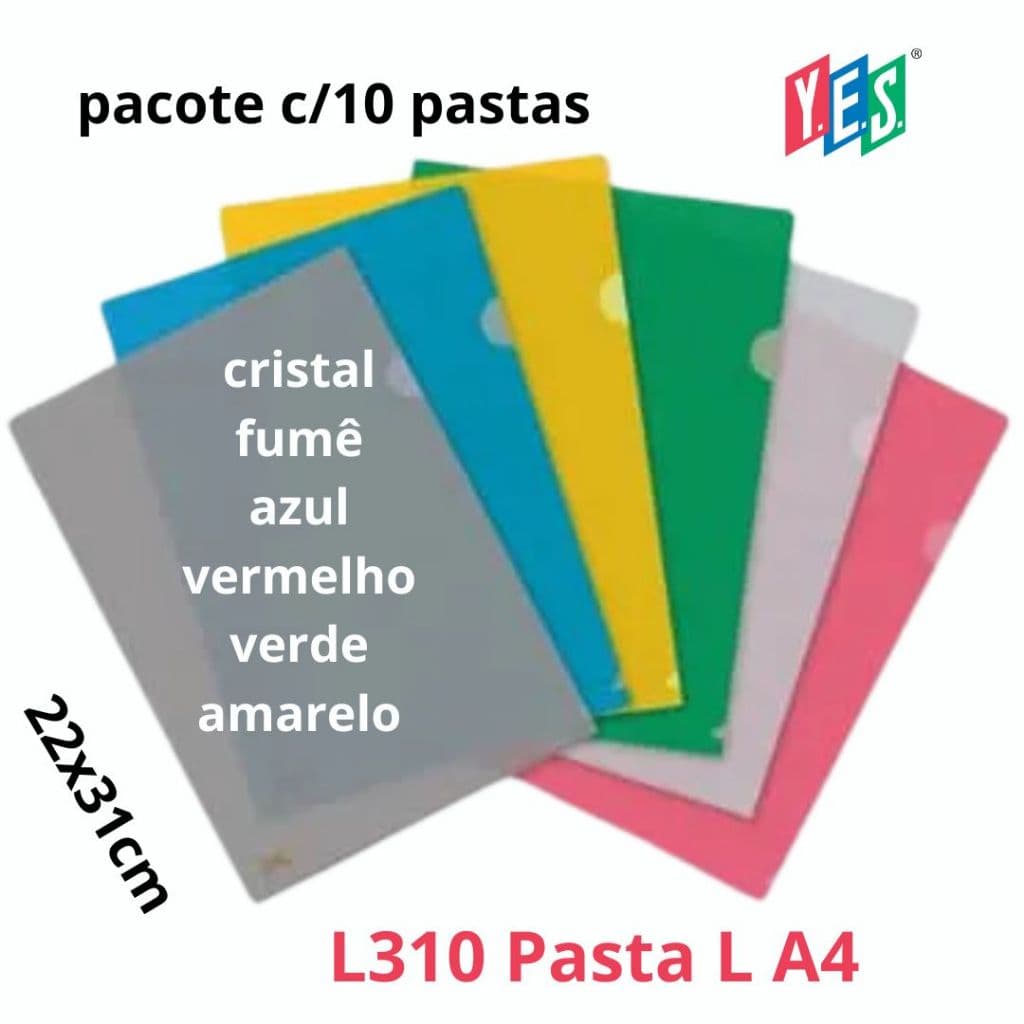 Pasta L A4 Yes pacote com 10 unidades em cores transparentes L310