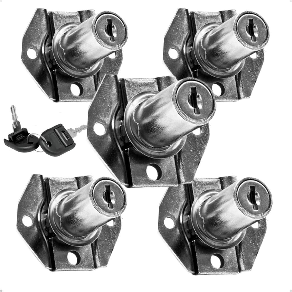 Kit 5 Trancas Para Gaveta Fechadura Moveis Escritório 22mm