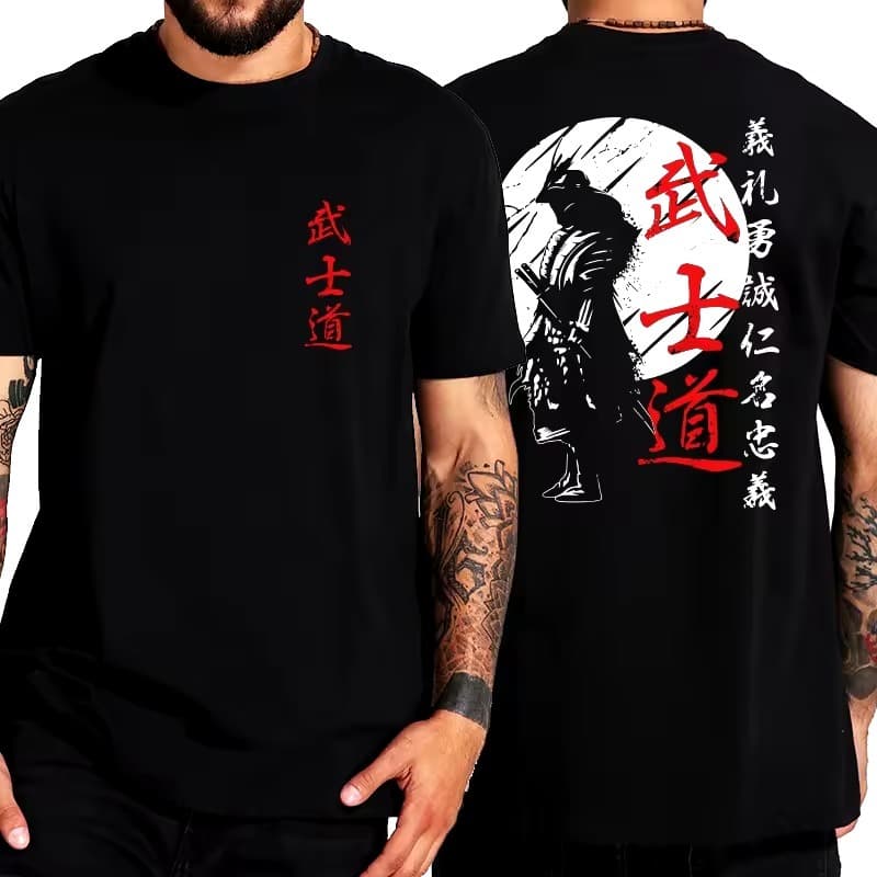 Camiseta Unissex Espirito Samurai Japonês Streetwear Anime algodão fio 30.01 camisa blusa Promoção