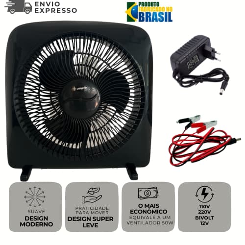 Circulador de Ar de Mesa 43cm Bivolt 3 pás com 3 Velocidades 12V e 110v/220v Bivolt