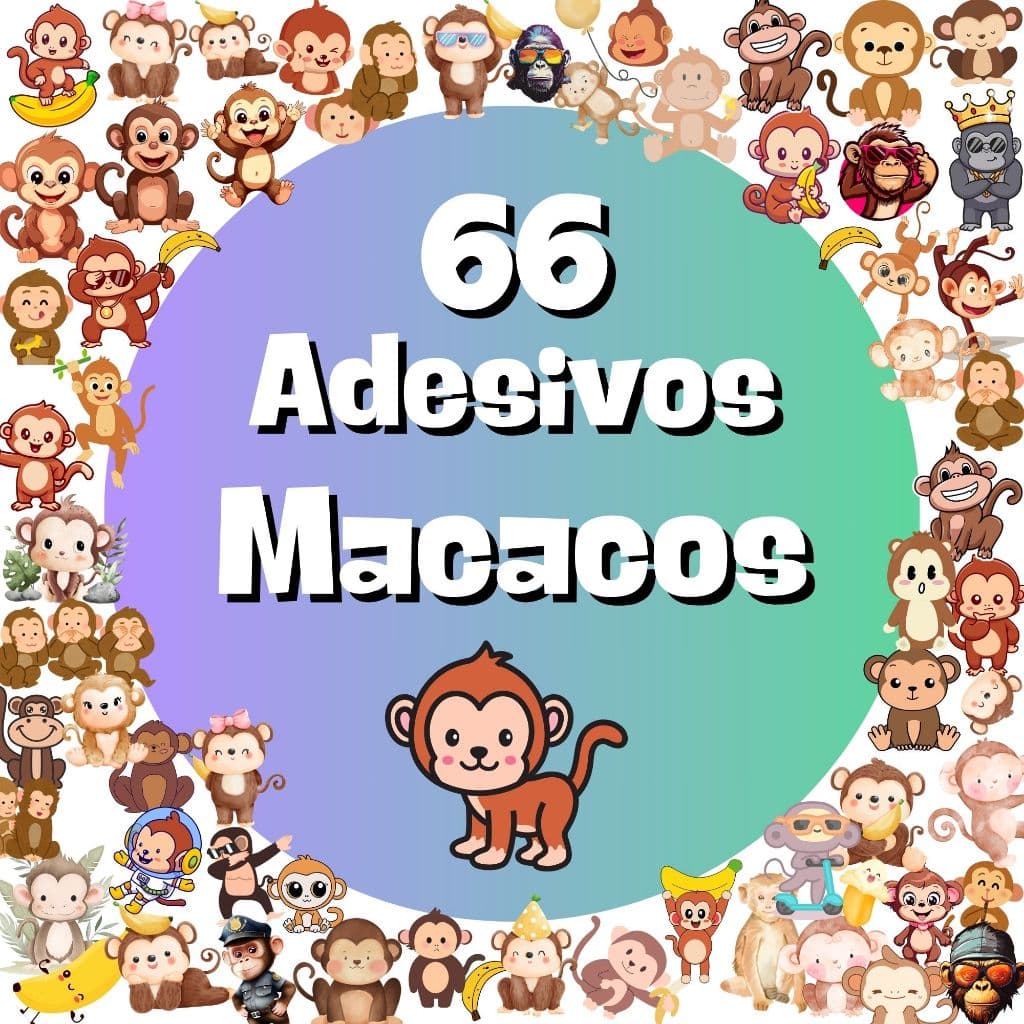 Kit Adesivos Macacos Macaquinhos Para Agenda Caderno Notebook Planner