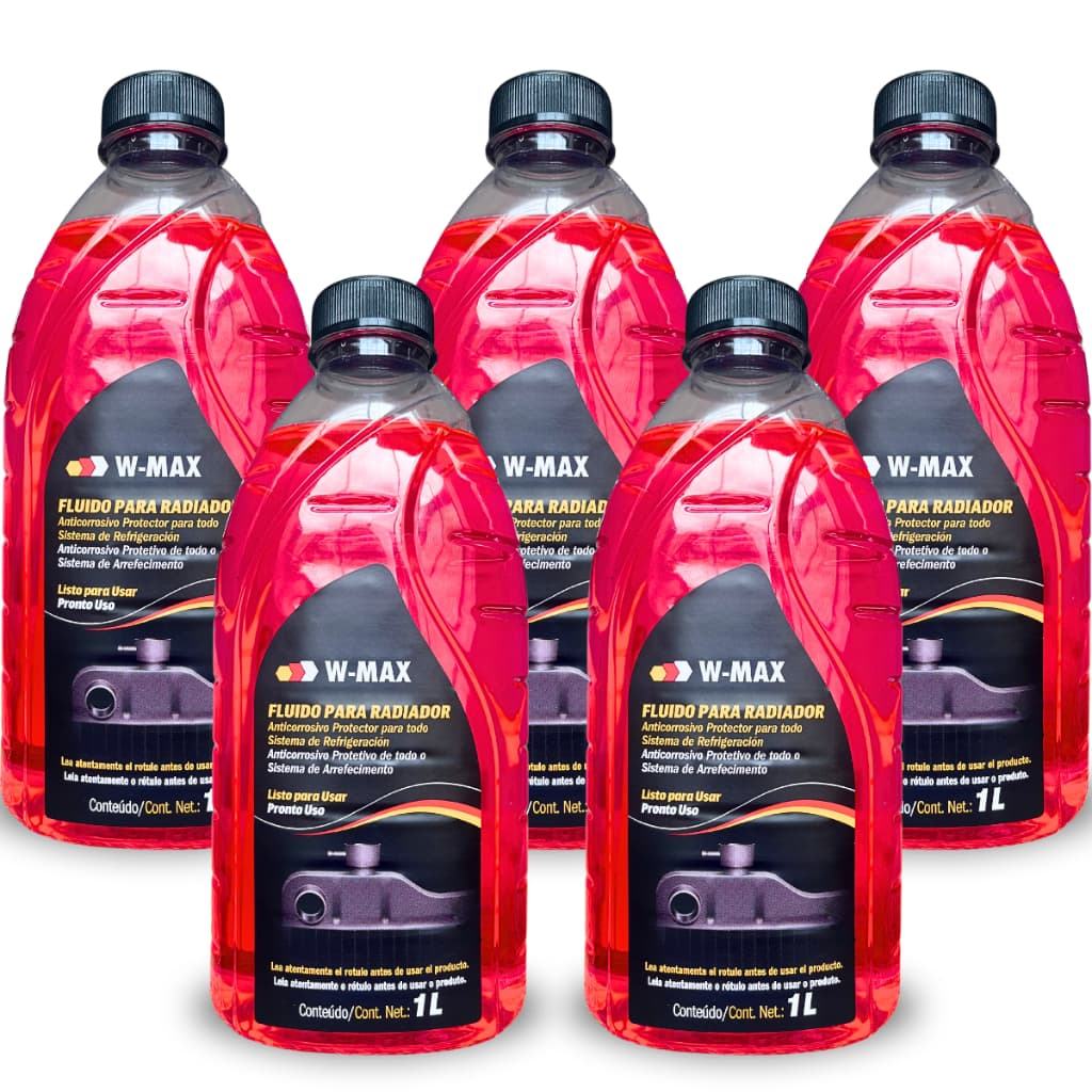 Kit 5 Aditivo Rosa 1L Solução Prática Para Radiadores Wurth
