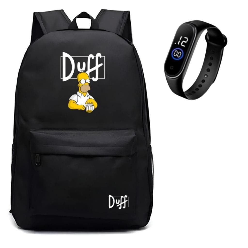Mochila bolsa Unissex Passeio Faculdade Resistente Reforçada + Relógio Digital BJ