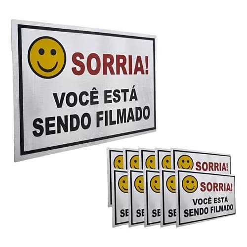 10 Placas "Sorria Você Esta Sendo filmado"