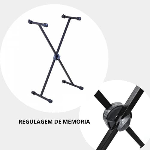 Suporte teclado em X REFORÇADO até 15 kg com regulagem de memoria
