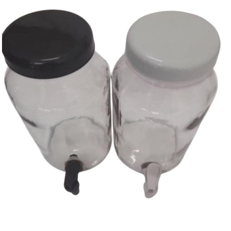 kit- 3 suqueiras de vidro 3litros com tampa e torneira plastica