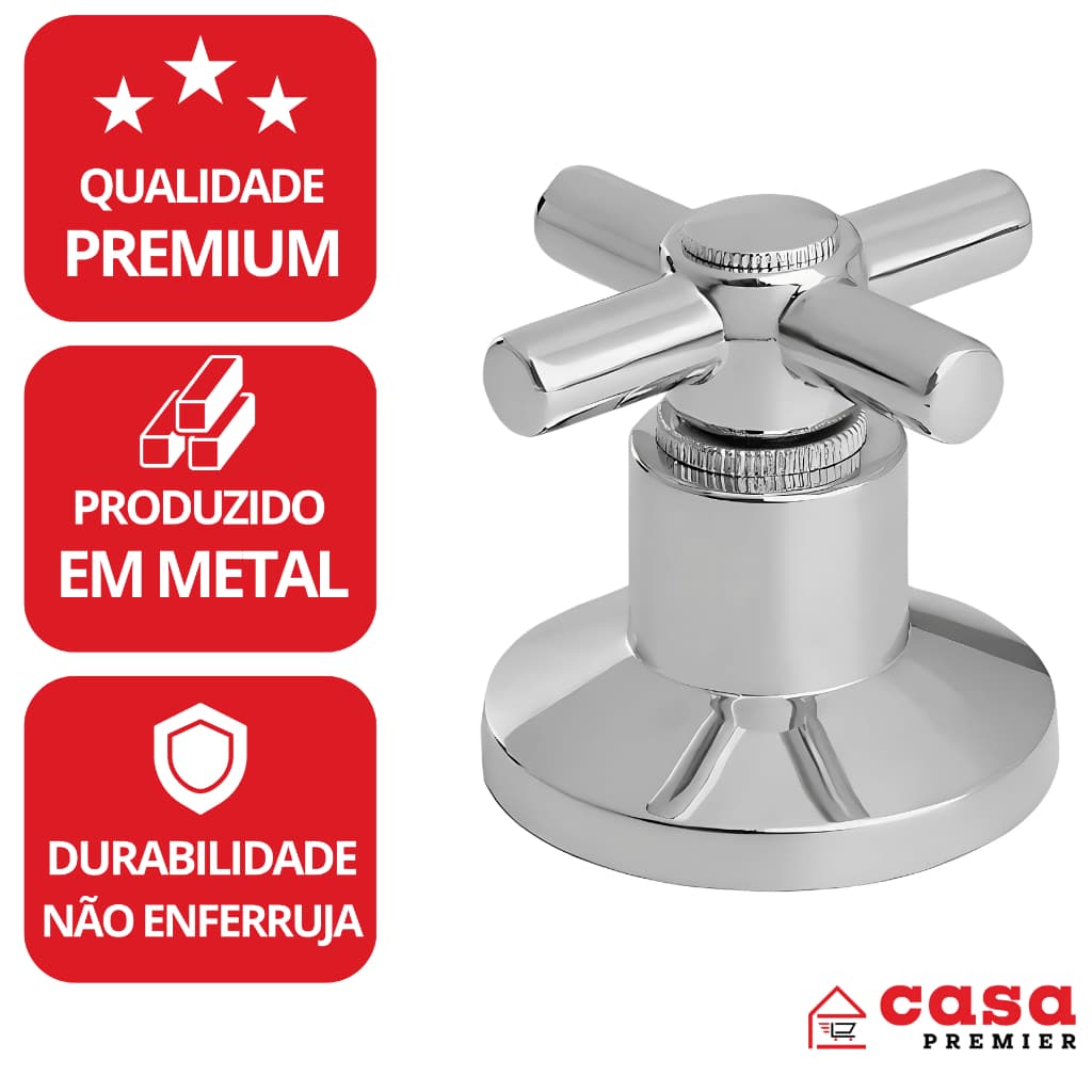 Kit De Acabamento Registro Chuveiro 1/2 ou 3/4 Polegadas Metal Pressão Gaveta Padrão Deca Banheiro