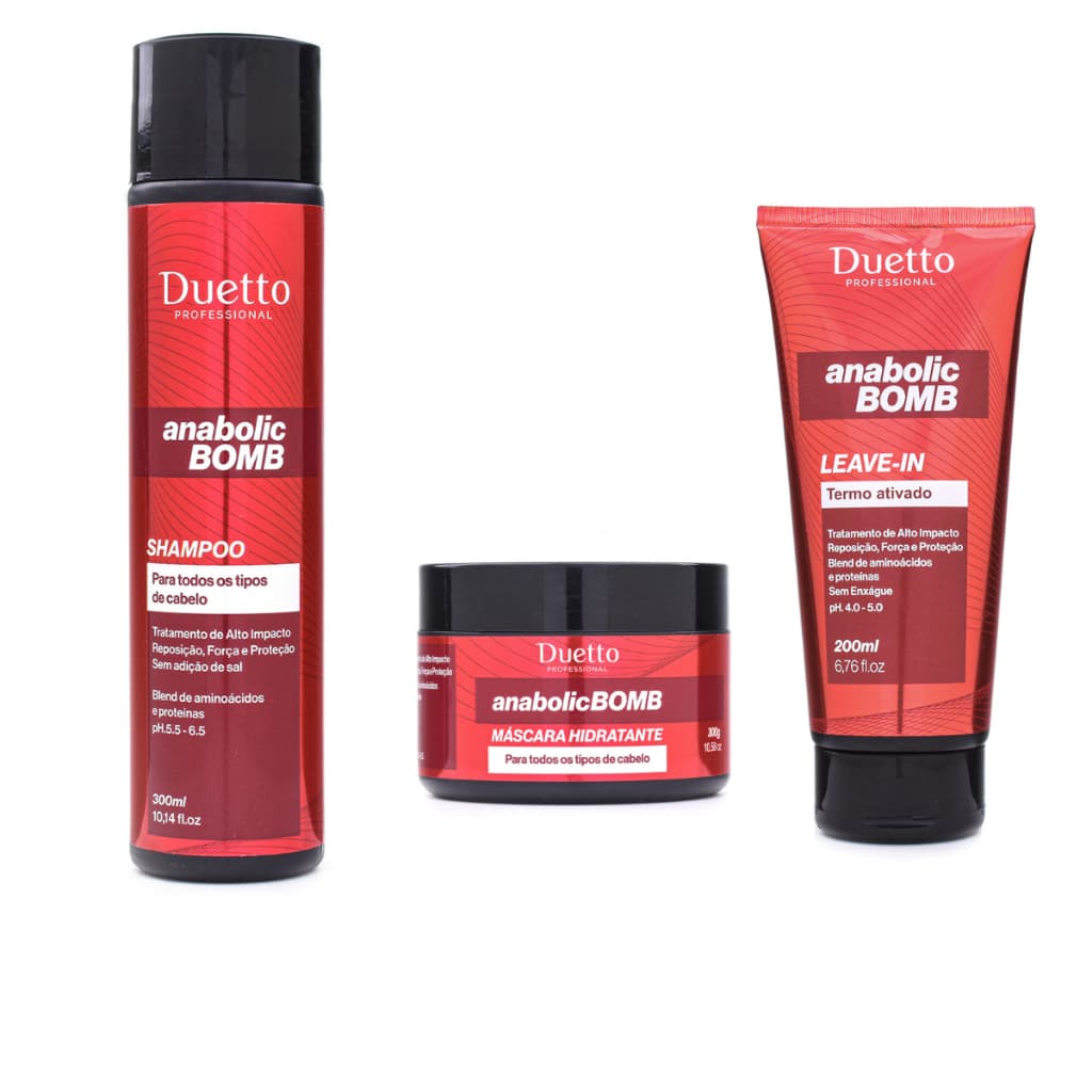 Kit Shampoo + Máscara + Leave-in Anabolic Bomb Duetto 280g