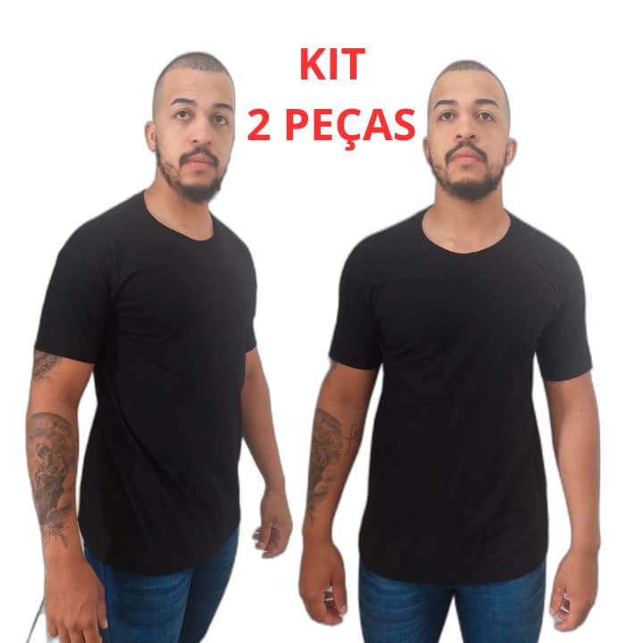 Kit 2 Camiseta Básica Lisa Masculina 100% Algodão Premium Fio 30.1 Confortável
