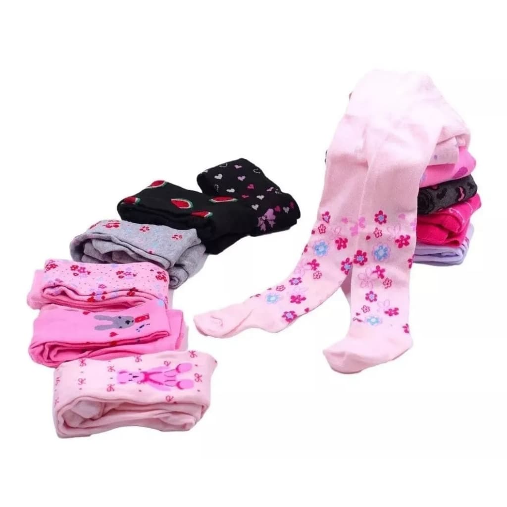 Kit 3 Meias Calças Infantil Feminina Estampadas Variadas