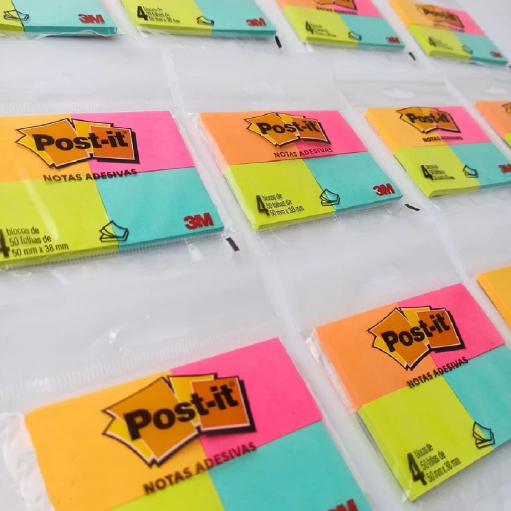 Bloco Adesivo Post-It 3M 38x50 mm - 4 Blocos c/ 50 Fls cada
