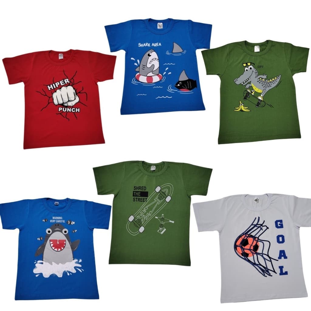 Kit 3 Camisetas Infantil Juvenil Menino (1 ao 16) 100% Algodão