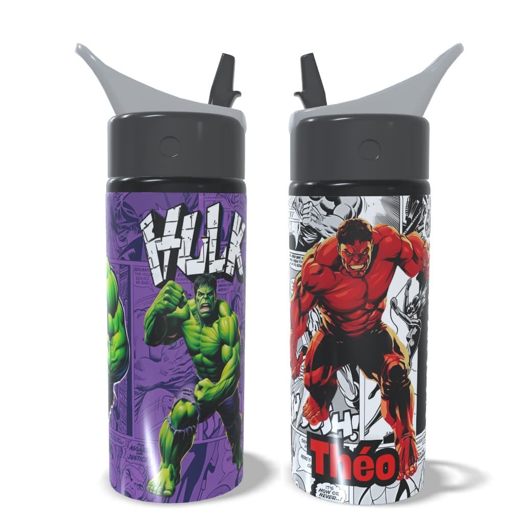 Squeeze Garrafa de Água Hulk Personalizada Com Nome Alumínio Infantil Escolar